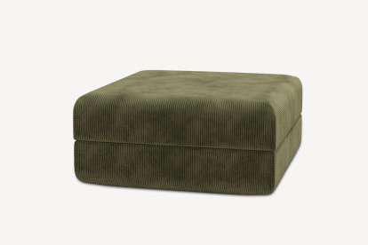 Pouf convertible et modulable, mousse écologique et assise ferme  - Velours côtelé Vert