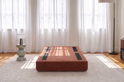 Pouf convertible et modulable, mousse écologique et assise ferme  - Velours côtelé Terracotta