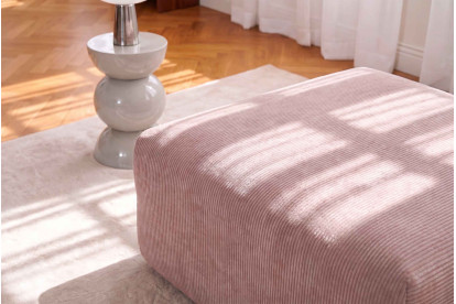 Pouf non convertible et modulable - Velours côtelé Rose pâle