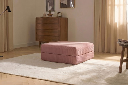 Pouf convertible et modulable, mousse écologique et assise ferme  - Velours côtelé Rose