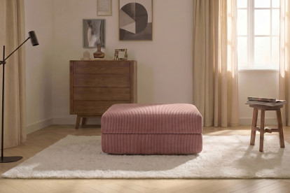 Pouf convertible et modulable, mousse écologique et assise ferme  - Velours côtelé Rose