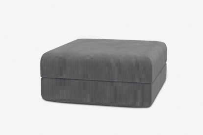 Pouf convertible et modulable, mousse écologique et assise ferme  - Velours côtelé Gris