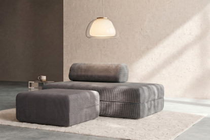 Pouf non convertible et modulable - Velours côtelé Gris