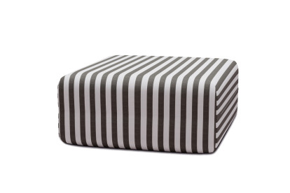 Pouf modulable, mousse écologique et assise ferme  - Tissu extérieur à rayures, blanc et gris anthracite