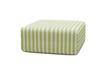 Pouf modulable, mousse écologique et assise ferme  - Tissu extérieur à rayures, blanc et vert anis