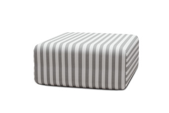 Pouf modulable, mousse écologique et assise ferme  - Tissu extérieur à rayures, blanc et gris