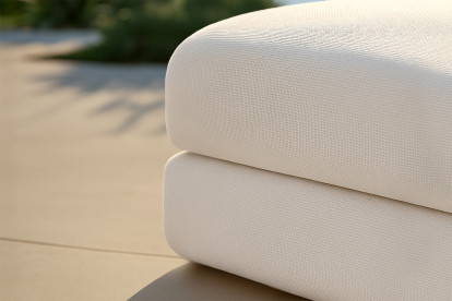 Pouf convertible et modulable, mousse écologique et assise ferme  - Tissu extérieur Beige clair