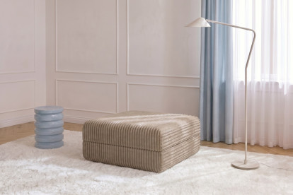 Pouf convertible et modulable, mousse écologique et assise ferme  - Velours côtelé XL Marron
