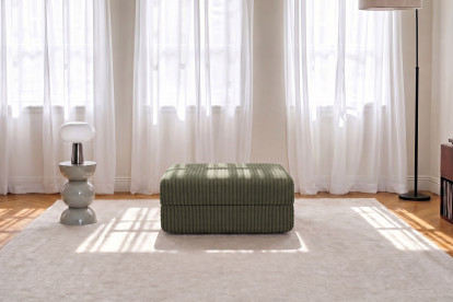 Pouf convertible et modulable, mousse écologique et assise ferme  - Velours côtelé XL Vert