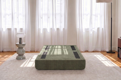 Pouf convertible et modulable, mousse écologique et assise ferme  - Velours côtelé XL Vert