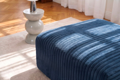 Pouf non convertible et modulable - Velours côtelé XL Bleu