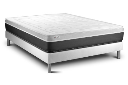 Ensemble Matelas Sommier 160x220 cm - Sommier Blanc (en kit) - Vital Soft
