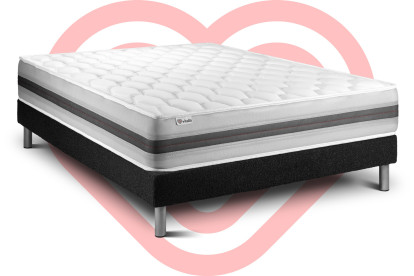 Ensemble Matelas Sommier 150x190 cm - Sommier Noir (en kit) - Vitalspring Recover