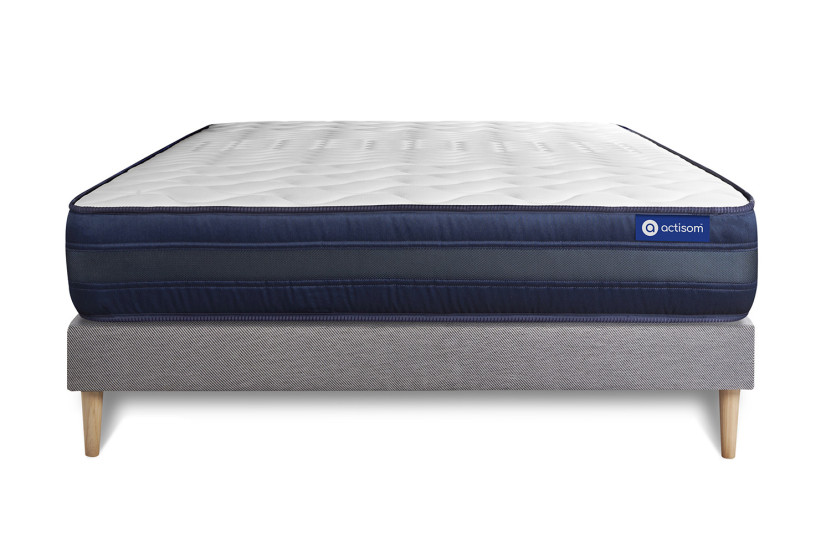 Ensemble Matelas Sommier 180x190 cm - Sommier Gris (en kit) - Actilatex Tech