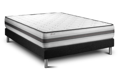 Ensemble Matelas Sommier 135x190 cm - Sommier Noir (en kit) - Vitalpower Recover