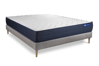 Ensemble Matelas Sommier 130x200 cm - Sommier Gris (en kit) - Actimemo Life