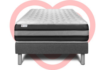 Ensemble Matelas Sommier 120x200 cm - Sommier Gris (en kit) - Vitalspring Zen