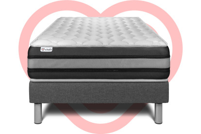 Ensemble Matelas Sommier 120x200 cm - Sommier Gris (en kit) - Vitalspring Zen