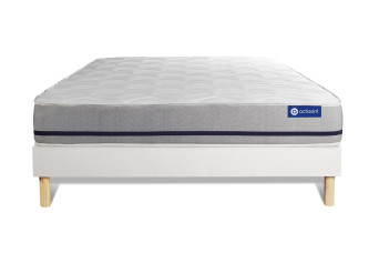 Ensemble Matelas Sommier 140x210 cm - Sommier Blanc (en kit) - Actilatex Soft