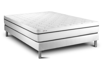 Ensemble Matelas Sommier 160x190 cm - Sommier Blanc (en kit) - Vital Spa