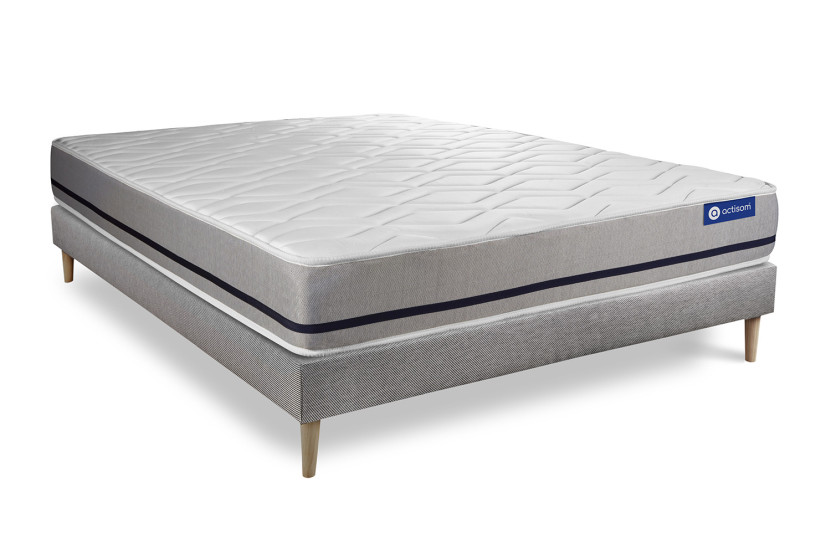 Ensemble Matelas Sommier 150x200 cm - Sommier Gris (en kit) - Actiflex Soft