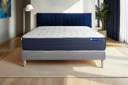 Ensemble Matelas Sommier 130x220 cm - Sommier Gris (en kit) - Actilatex Sleep