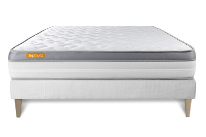Ensemble Matelas Sommier 200x200 cm - Sommier Blanc (en kit) - Memo Zen