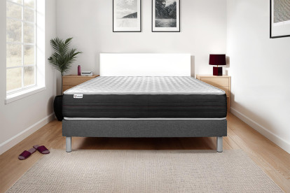 Ensemble Matelas Sommier 135x200 cm - Sommier Gris (en kit) - Vitalmemo One