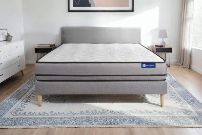 Ensemble Matelas Sommier 130x200 cm - Sommier Gris (en kit) - Actimemo Night