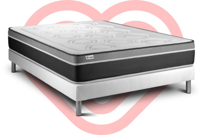 Ensemble Matelas Sommier 150x200 cm - Sommier Blanc (en kit) - Vital Care