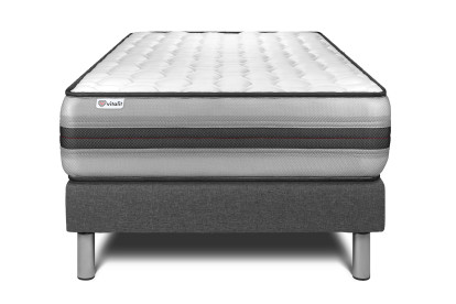 Ensemble Matelas Sommier 120x200 cm - Sommier Gris (en kit) - Vitalpower Recover