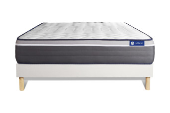 Ensemble Matelas Sommier 130x220 cm - Sommier Blanc (en kit) - Actilatex Plus