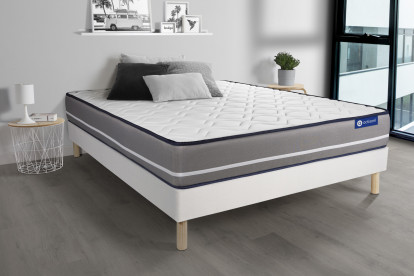 Ensemble Matelas Sommier 150x200 cm - Sommier Blanc (en kit) - Actilatex Pur