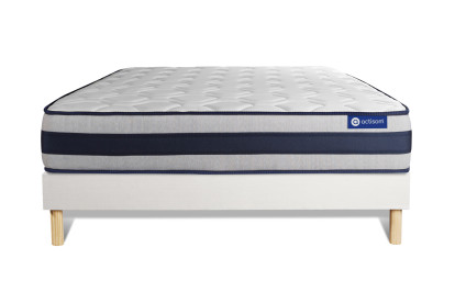Ensemble Matelas Sommier 130x190 cm - Sommier Blanc (en kit) - Actiflex Ergo