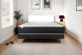 Ensemble Matelas Sommier 140x220 cm - Sommier Noir (en kit) - Vitalmemo One