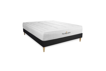 Ensemble Matelas Sommier 120x195 cm - Sommier Noir (en kit) - Balmoral