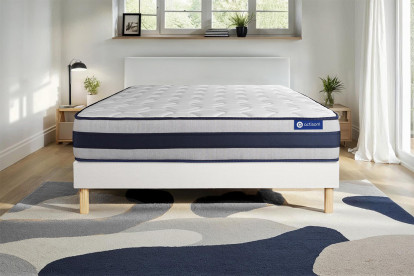 Ensemble Matelas Sommier 120x210 cm - Sommier Blanc (en kit) - Actimemo Ergo