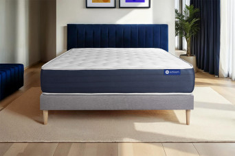 Ensemble Matelas Sommier 130x210 cm - Sommier Gris (en kit) - Actimemo Sleep