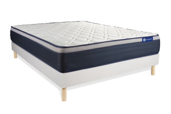 Ensemble Matelas Sommier 180x220 cm - Sommier Blanc (en kit) - Actimemo Max