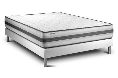 Ensemble Matelas Sommier 150x200 cm - Sommier Blanc (en kit) - Vitalpower Recover