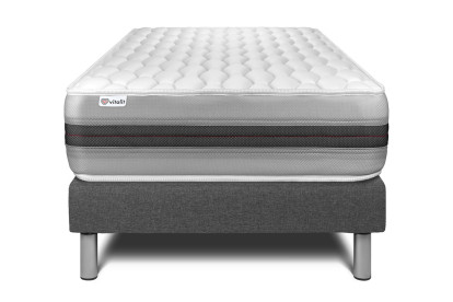 Ensemble Matelas Sommier 120x200 cm - Sommier Gris (en kit) - Vitalspring Recover