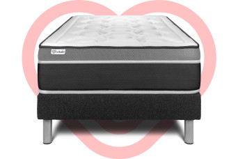 Ensemble Matelas Sommier 120x190 cm - Sommier Noir (en kit) - Vital Care