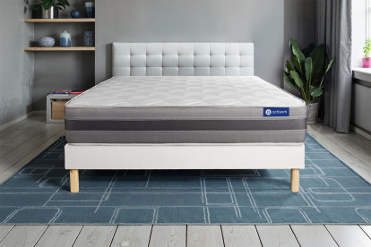 Ensemble Matelas Sommier 130x190 cm - Sommier Blanc (en kit) - Actilatex Relax