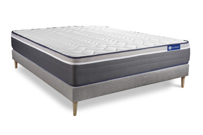 Ensemble Matelas Sommier 140x210 cm - Sommier Gris (en kit) - ActiMemo Plus
