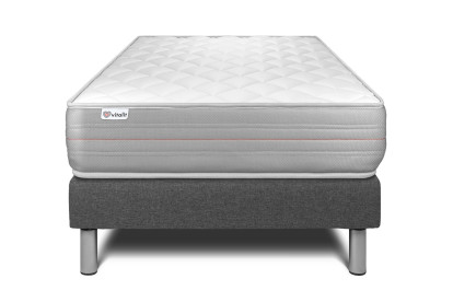 Ensemble Matelas Sommier 120x190 cm - Sommier Gris (en kit) - Vitalmemo