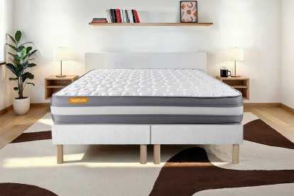 Ensemble Matelas Sommier 200x200 cm - 2 Sommiers Blanc - Memo Plus