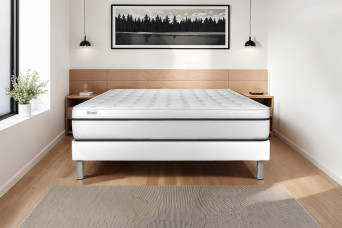 Ensemble Matelas Sommier 135x200 cm - Sommier Blanc (en kit) - Vital Spa