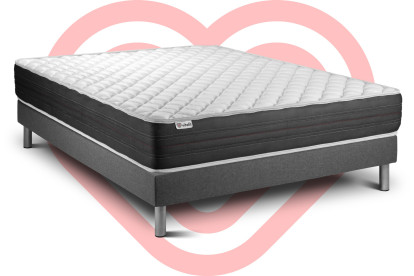 Ensemble Matelas Sommier 140x220 cm - Sommier Gris (en kit) - Vitalmemo One