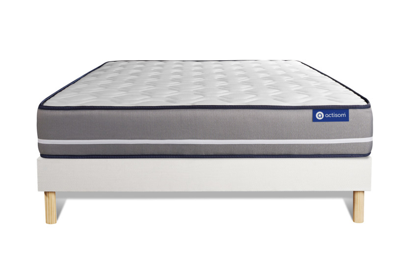 Ensemble Matelas Sommier 135x200 cm - Sommier Blanc (en kit) - Actilatex Pur