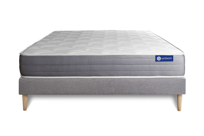 Ensemble Matelas Sommier 120x195 cm - Sommier Gris (en kit) - Actilatex Dream